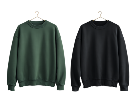 Dark green and black sweatshirts