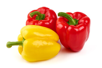 Red and Yellow Peppers, isolated on white background