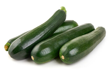 Fresh Zucchini Courgette Stack, isolated on white background