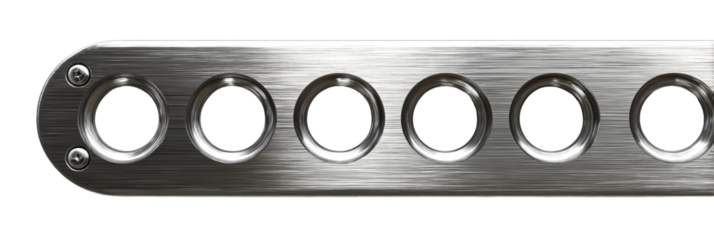 Brushed metal plate with circular vents