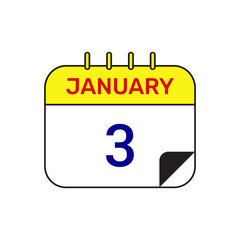 3 january calendar icon vector month illustration design