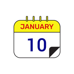 10 january calendar icon vector month illustration design