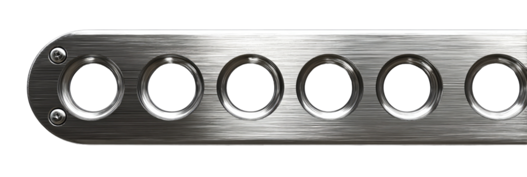 Brushed metal plate with circular vents