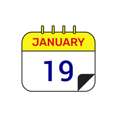 19 january calendar icon vector month illustration design