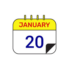 20 january calendar icon vector month illustration design