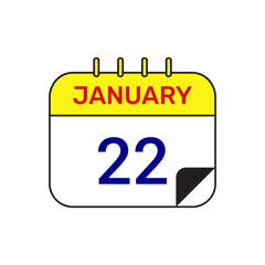 22 january calendar icon vector month illustration design