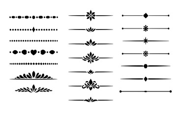 Ornamental divider icon set – decorative separators, line art borders, vintage design symbols