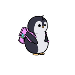Cute baby penguin travelling