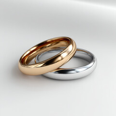 Gold ring silver ring stacked jewelry metal shiny elegant minimal wedding love Two rings stacked gold and silver shiny metal jewelry elegant