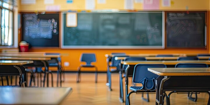empty colorful classroom of elementary school