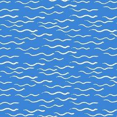 Fototapeta premium Cute wavy lines background pattern blue design