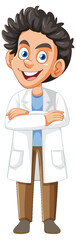Smiling Young Scientist With Folded Arms Illustration