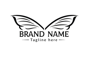 Minimalist Logo Icon Design with Angel Wings on White Background