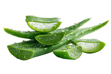 Fresh aloe vera slices with water droplets