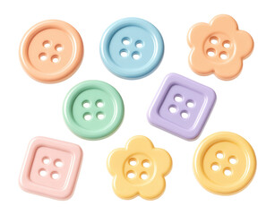 Group of pastel-colored sewing buttons.