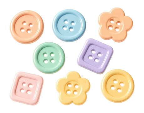 Group of pastel-colored sewing buttons.