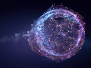 Luminous Sphere of Interconnected Nodes in a Swirling Cosmic Digital Nebula.