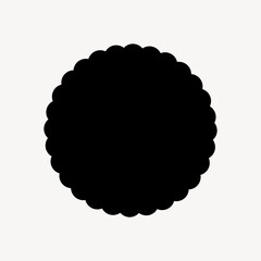 Simple black jagged circle graphic, minimal form design on white background