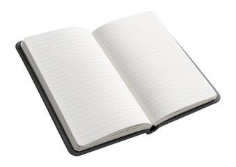 Open blank lined notebook with clean white pages.