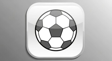 Obraz premium Glossy soccer ball icon on gray backdrop