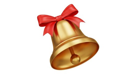 Golden bell adorns red bow