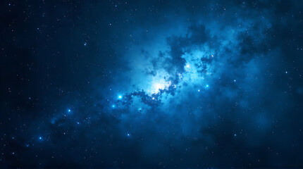 Obraz premium A stunning deep blue nebula and stars in the night sky background