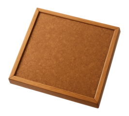 Brown cork board with wooden frame.