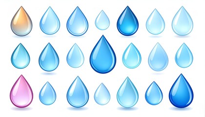 set cartoon illustration of water droplets 
