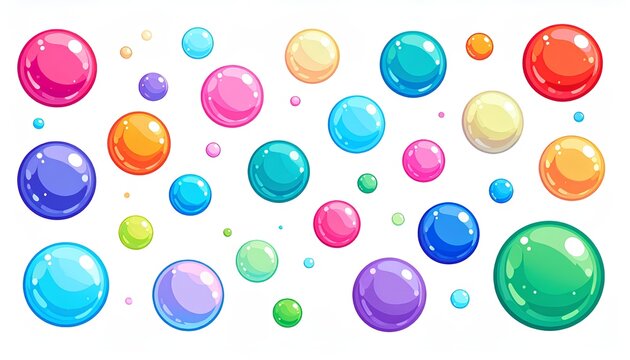 set cartoon vector illustration of colorful bubbles on white background