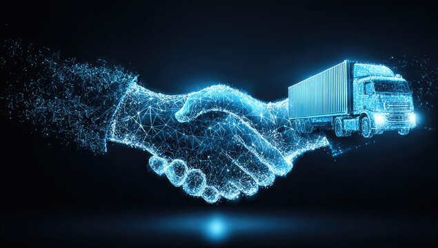 Digital handshake between a truck and human hands