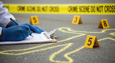 Evidence gathering at crime scene for forensic investigation documentation