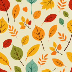Obraz premium Autumn abstract background. Autumn leaves seamless pattern.