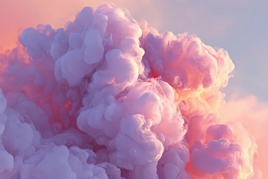 Abstract Pink And Purple Smoke Cloud At Sunrise Or Sunset