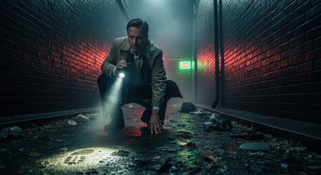 Intense investigation an alleyway reveals secrets hidden in the shadows and light