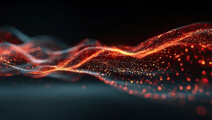 Abstract digital particles flowing in waves