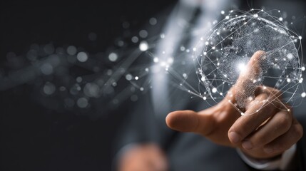 Businessman interacting with a digital globe