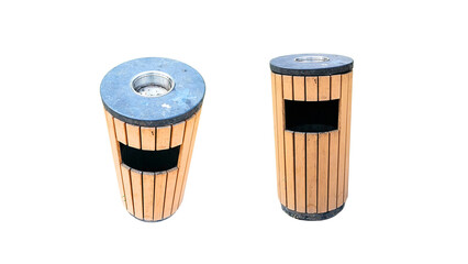 A realistic cylindrical trash can with a round lid, displayed on a transparent background. Ideal for graphic design, 3D modeling, urban planning visuals, and waste management concept art