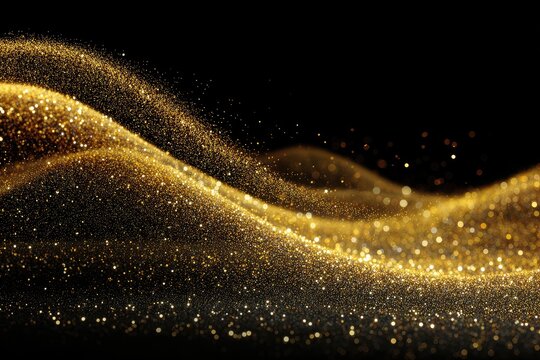 Abstract gold particles wave