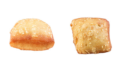 Sweet Asian street pillow cake with soft texture, isolated on a transparent background. Ideal for culinary designs, packaging, menus, and digital food art projects.