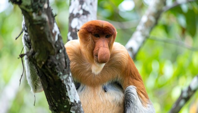 Proboscis monkey in a tree