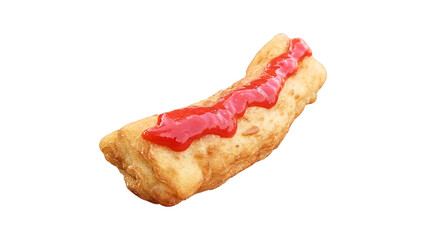 Asian street food snack topped with spicy sauce, captured in high detail and isolated on a transparent background. Perfect for menus, packaging, mockups, and digital culinary designs.