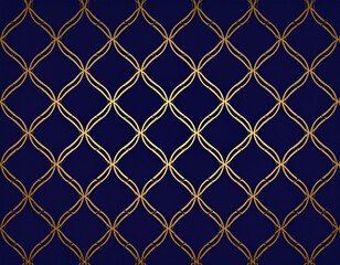 Naklejka premium Navy Blue and Gold Art Deco Seamless Wallpaper