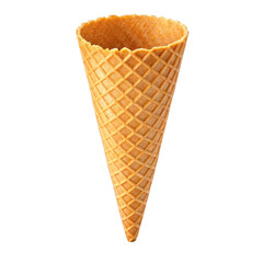 Empty waffle cone isolated on transparent background