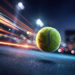 Fast Moving Tennis Ball At Night
