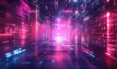 Abstract binary code background for hackathons or digital events, featuring falling zero numbers and matrix effects in a futuristic environment, Generative AI