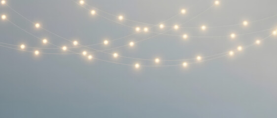Vector Christmas lights. Christmas garland PNG. Christmas light PNG. Christmas decoration, LED lamps.