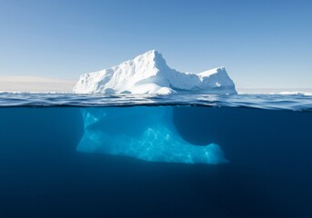Antarctic Iceberg: A Split View of Glacial Majesty Above and Below the Waterline