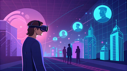 Metaverse and Virtual Reality Digital Illustration – 16:9 Horizontal