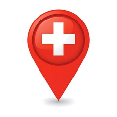 Obraz premium Red map marker with white cross