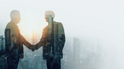 Close-up of a professional handshake with crisp suit sleeves, conveying trust and business partnership.